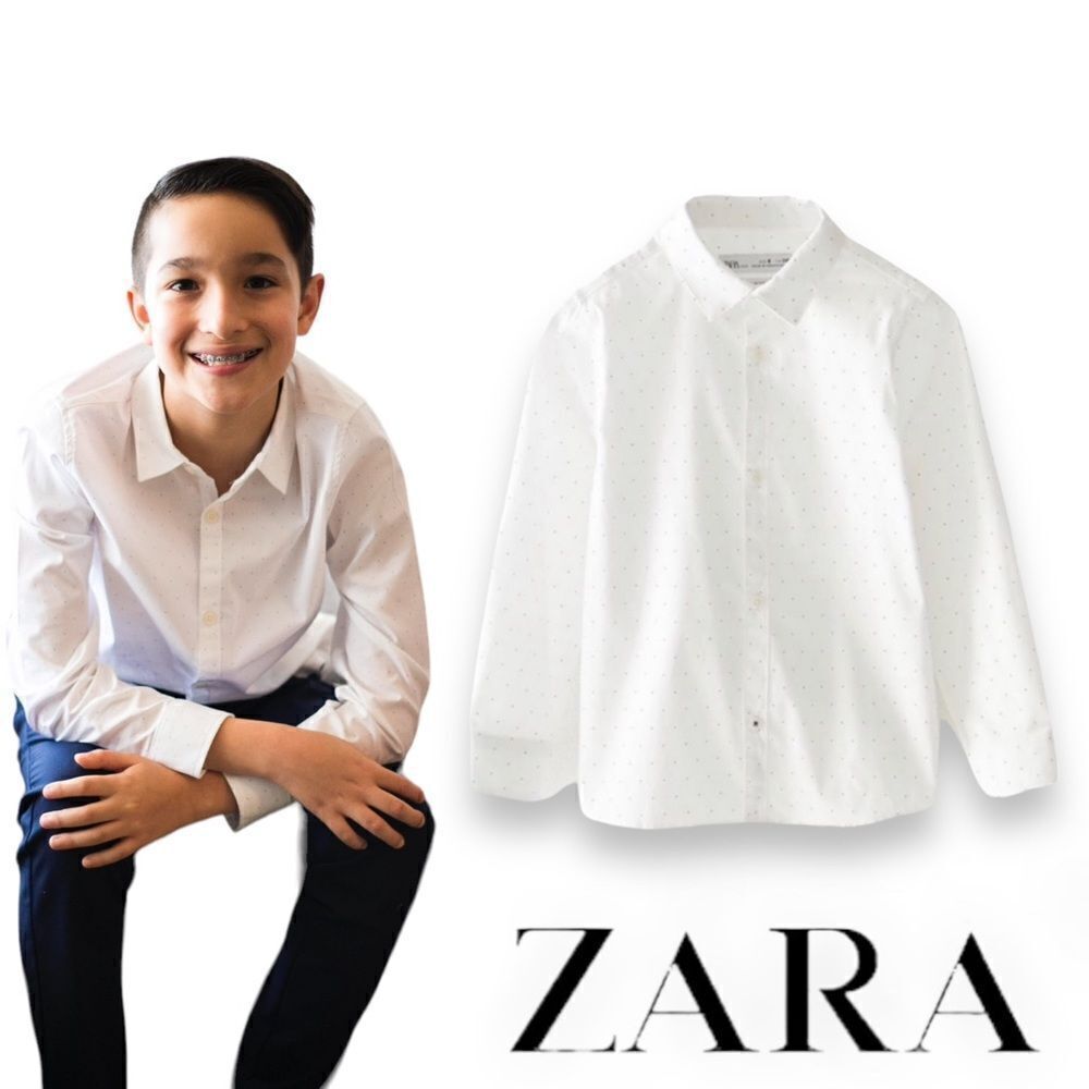 ZARA Kids | White | SLIM FIT BLUE DOTS SHIRT
